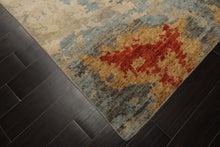 6x9 Beige, Aqua, Coral Color Hand Knotted Oushak Wool Modern Oriental Rug