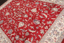 9x12 Fuschia, Ivory, Taupe Color Hand Knotted Indo Kashan Wool Traditional Oriental Rug