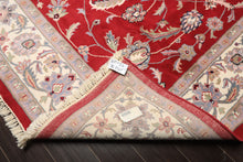 9x12 Fuschia, Ivory, Taupe Color Hand Knotted Indo Kashan Wool Traditional Oriental Rug