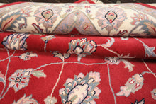 9x12 Fuschia, Ivory, Taupe Color Hand Knotted Indo Kashan Wool Traditional Oriental Rug