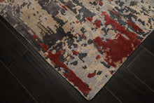 6x9 Beige, Rose, Charcoal Color Hand Knotted Sherpa Bamboo Silk & Wool Modern Oriental Rug