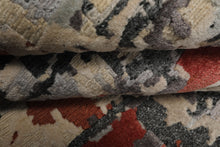 6x9 Beige, Rose, Charcoal Color Hand Knotted Sherpa Bamboo Silk & Wool Modern Oriental Rug