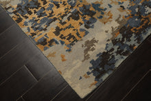 6x9 Gray, Gold, Blue Color Hand Knotted Sherpa Bamboo Silk & Wool Modern Oriental Rug
