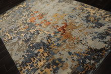 6x9 Gray, Gold, Blue Color Hand Knotted Sherpa Bamboo Silk & Wool Modern Oriental Rug