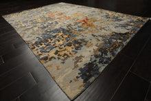 6x9 Gray, Gold, Blue Color Hand Knotted Sherpa Bamboo Silk & Wool Modern Oriental Rug