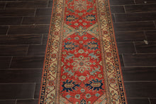 Runner Coral, Moss, Navy Color Hand Knotted Kazak Wool Traditional Oriental Rug