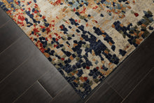 6x9 Navy, Burnt Orange, Sage Color Hand Loomed Sherpa Bamboo Silk Modern Oriental Rug