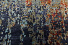 6x9 Navy, Burnt Orange, Sage Color Hand Loomed Sherpa Bamboo Silk Modern Oriental Rug