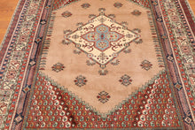 6x9 Tan, Ivory Hand Knotted Authentic Turkish 100% Wool Oriental Area Rug