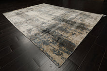 6x9 Beige, Taupe, Blue Color Hand Knotted Sherpa Bamboo Silk Modern Oriental Rug