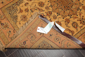 3' 1''x5' 2'' Hand Knotted 100% Wool Traditional Isfahan with 400 KPSI Oriental Area Rug Gold, Peach Color