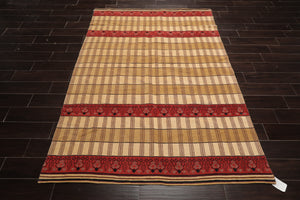 5' 7''x7' 10'' Hand Knotted Flatweave Kilim 100% Wool Traditional Oriental Area Rug Light Gold, Brown Color