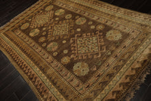 5x8 Brown, Beige, Tan Color Hand Knotted Oushak Wool Traditional Oriental Rug