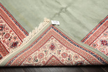 8x10 Mint, Ivory, Blush Color Hand Knotted Indo Tabriz Wool Traditional Oriental Rug
