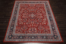 8x10 Red, Navy, Aqua Color Hand Knotted Indo Sarouk New Zealand Wool Traditional Oriental Rug