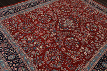 8x10 Red, Navy, Aqua Color Hand Knotted Indo Sarouk New Zealand Wool Traditional Oriental Rug