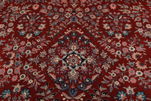 8x10 Red, Navy, Aqua Color Hand Knotted Indo Sarouk New Zealand Wool Traditional Oriental Rug