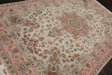 6x9 Hand Knotted Wool and Silk Traditional Tabriz Master Weaver Signed 400 KPSI Oriental Area Rug Ivory, Blush Color