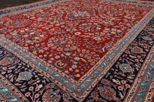 8x10 Red, Navy, Aqua Color Hand Knotted Indo Sarouk New Zealand Wool Traditional Oriental Rug