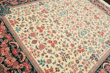 8x10 Ivory, Black, Turquoise Color Hand Knotted Pak Persian New Zealand Wool Traditional Oriental Rug