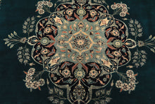 8x10 Teal, Ivory, Navy Color Hand Knotted Pak Persian New Zealand Wool Traditional Oriental Rug