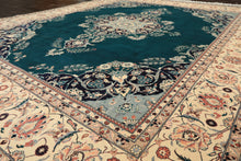 8x10 Teal, Ivory, Navy Color Hand Knotted Pak Persian New Zealand Wool Traditional Oriental Rug