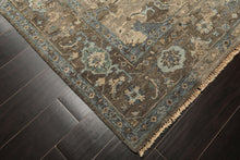 6x9 Brown, Beige, Teal Color Hand Knotted Oushak Wool Traditional Oriental Rug