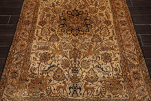 5x7 Tan, Brown Hand Knotted Persian 100% Silk Pictorial Kum 200 KPSI Oriental Area Rug