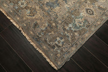 6x9 Brown, Beige, Teal Color Hand Knotted Oushak Wool Traditional Oriental Rug