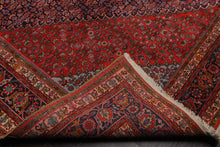 10x14 Hand Knotted 100% Wool Vintage Bidjar Traditional Oriental Area Rug Navy, Orange Color