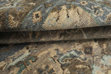 6x9 Brown, Beige, Teal Color Hand Knotted Oushak Wool Traditional Oriental Rug