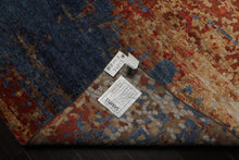 6x9 Blue, Coral, Tan Color Hand Loomed Sherpa Wool & Bamboo Silk Modern Oriental Rug