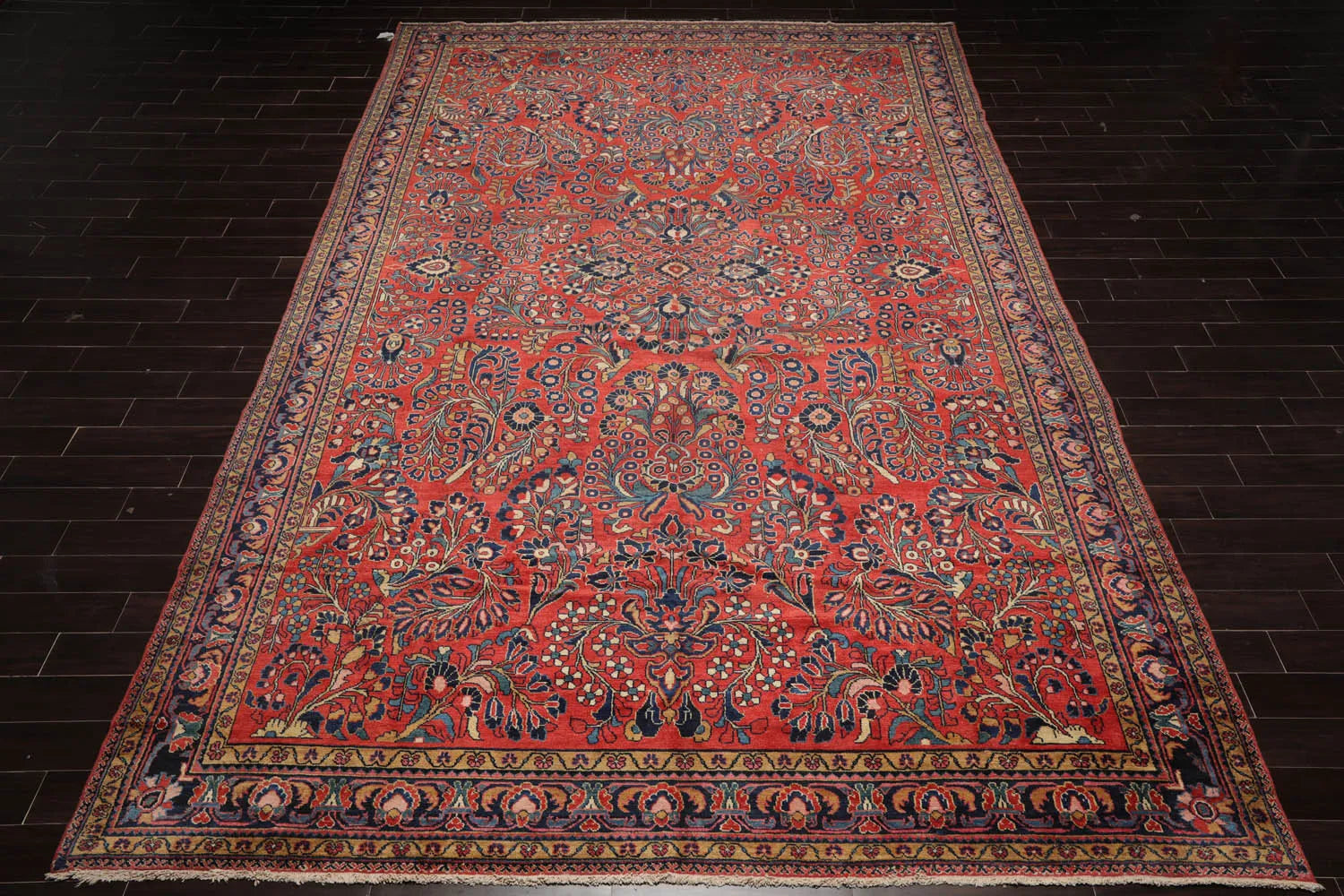 10'4''x16'3''Orange Palace Hand Knotted Wool Vintage Lilihan Area