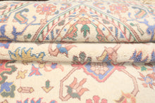 5x8 Ivory, Aqua, Lime Color Hand Knotted Oushak Wool Arts & Crafts Oriental Rug