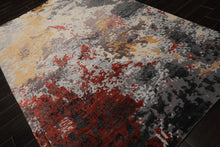 6x9 Ivory, Graphite, Rust Color Hand Knotted Sherpa Wool & Bamboo Silk Modern Oriental Rug