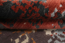 6x9 Ivory, Graphite, Rust Color Hand Knotted Sherpa Wool & Bamboo Silk Modern Oriental Rug