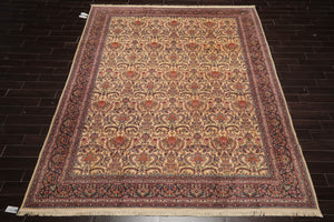 9x12 Warm Beige, Charcoal Hand Knotted 100% Wool Kerman Traditional Oriental Area Rug