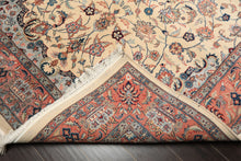 6x10 Ivory, Rose, Blue Color Hand Knotted Indo Tabriz New Zealand Wool Traditional Oriental Rug
