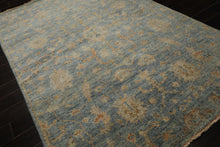 6x9 Aqua, Beige, Tan Color Hand Knotted Oushak Wool Traditional Oriental Rug