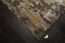 6x9 Brown, Silver, Gold Color Hand Knotted Sherpa Wool & Bamboo Silk Modern Oriental Rug