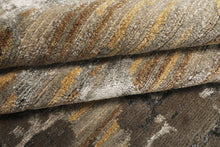 6x9 Brown, Silver, Gold Color Hand Knotted Sherpa Wool & Bamboo Silk Modern Oriental Rug