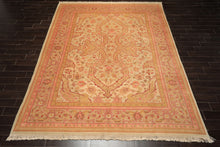 9x12 Beige, Pink, Rose Color Hand Knotted Indo Oushak Wool Arts & Crafts Oriental Rug
