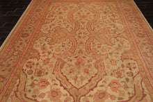 9x12 Beige, Pink, Rose Color Hand Knotted Indo Oushak Wool Arts & Crafts Oriental Rug