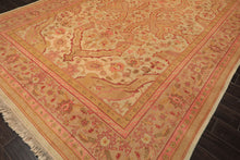 9x12 Beige, Pink, Rose Color Hand Knotted Indo Oushak Wool Arts & Crafts Oriental Rug