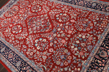 6x9 Red, Navy, Ivory Color Hand Knotted Indo Kashan New Zealand Wool Traditional Oriental Rug