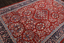6x9 Red, Navy, Ivory Color Hand Knotted Indo Kashan New Zealand Wool Traditional Oriental Rug