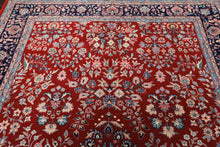 6x9 Red, Navy, Ivory Color Hand Knotted Indo Kashan New Zealand Wool Traditional Oriental Rug