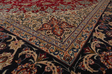 10x14 Red, Navy Hand Knotted Wool and Silk Traditional 350 KPSI Isfahan Master weaver Oriental Area Rug