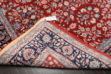 6x9 Red, Navy, Ivory Color Hand Knotted Indo Kashan New Zealand Wool Traditional Oriental Rug