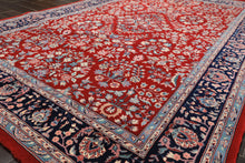 6x9 Red, Navy, Ivory Color Hand Knotted Indo Kashan New Zealand Wool Traditional Oriental Rug